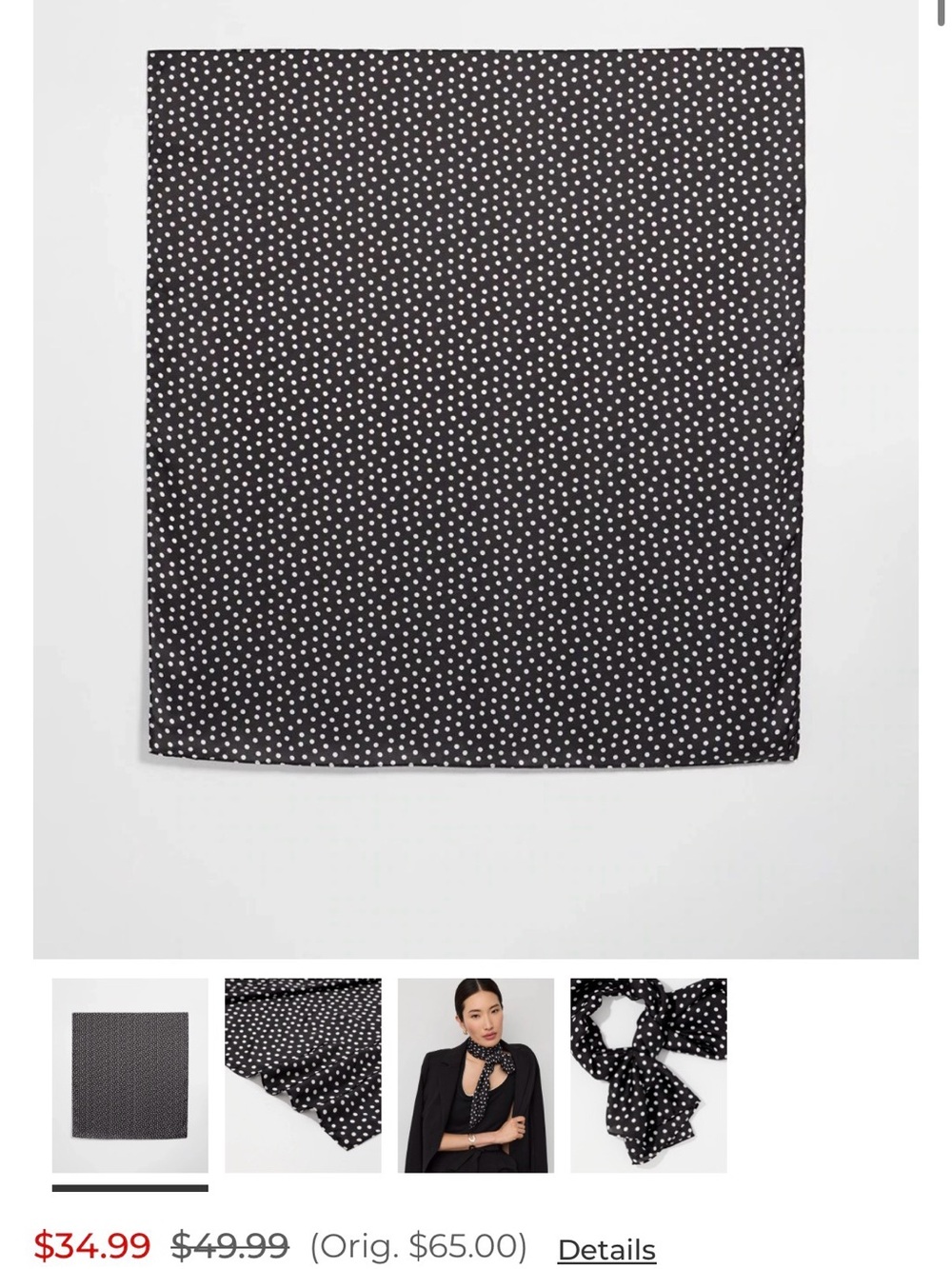 Black Polka Dot Square Scarf - Classic Women's Accessory